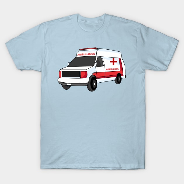 Cute red ambulance van cartoon T-Shirt by Cartoons of fun